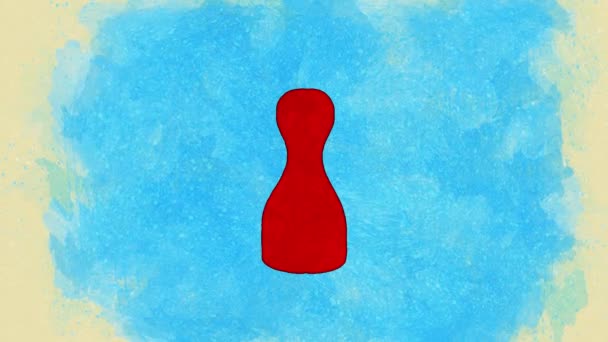 蓝色背景下红色脉动小雕像的动画制作 — 图库视频影像