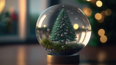 Noel ağacı ve parıltısı olan cam küre.