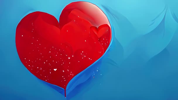 Corazón Rojo Pulsante Sobre Fondo Azul — Vídeo de stock