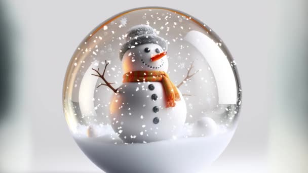 Κοντινό Πλάνο Της Μπάλας Χιονιού Χιονάνθρωπο Μέσα Και Χιόνι — Αρχείο Βίντεο