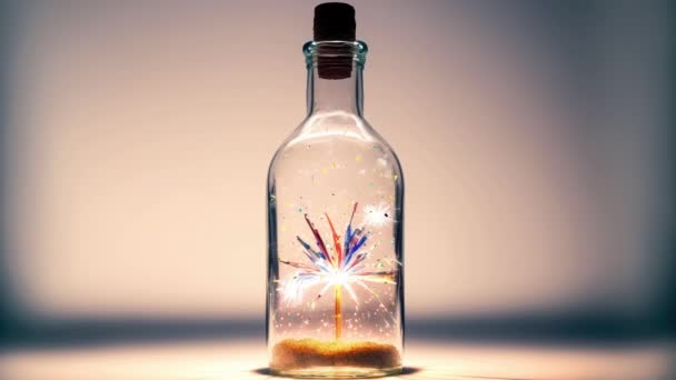 玻璃瓶内插烟花的摄影图 — 图库视频影像