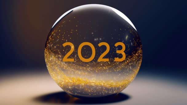 2023 Sayısının Sineması Parıltılı Cam Bir Kürede — Stok video