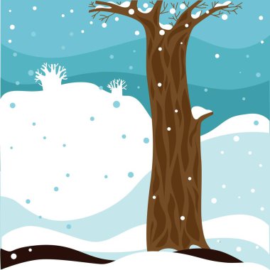 Ön planda bir ağaç kış manzarası