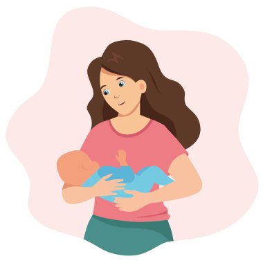 Bir anne kucağında küçük bir çocuk taşır.