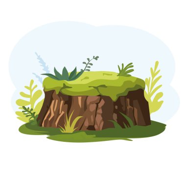 Bitkilerin arka planına karşı yosun kaplı bir kütük.