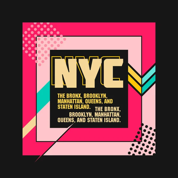 Zestaw Graficzny Stemplem Shirt New York Sport Wear Typography Emblemat — Wektor stockowy