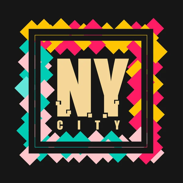Shirt Frimärke Grafiskt Set New York Sport Bära Typografi Motorcykel — Stock vektor