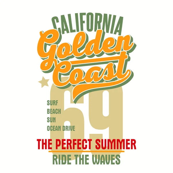 Diseño Gráfico Camiseta Surf Sello Impresión Surf Los Surfistas California — Vector de stock