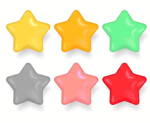 Stars Glossy Colors Realistic Design Mobile Applications Rating Survey Review — Stock Vector
