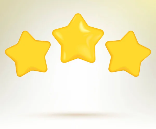 Three Stars Yellow Glossy Colors Realistic Design Mobile Applications Rating — Stock Vector