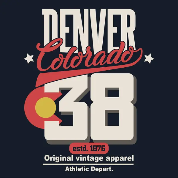 Denver Colorado Sport Emblema Tipografía Desgaste Gráficos Estampado Camiseta Estampado Vectores de stock libres de derechos