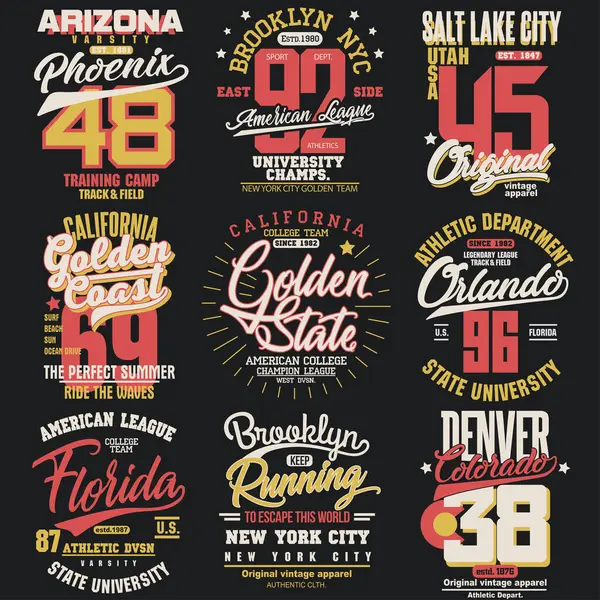 Shirt Vector Emblem Athletics Typography Stamp California Golden State Print Vector de stock