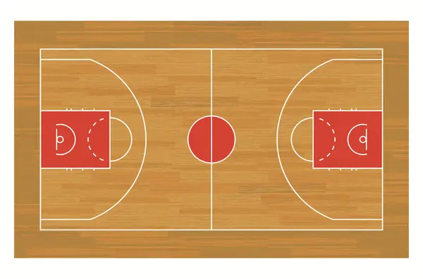 Basketbalové Hřiště Vyznačovacími Liniemi Sportovní Aréna Top View Obrys Dřevěné Stock Vektory