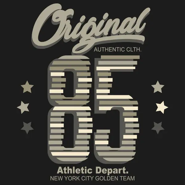 New York City Brooklyn Sport Indossare Tipografia Emblema Shirt Grafica Vettoriale Stock