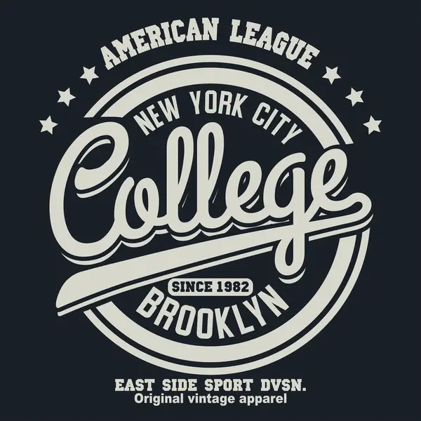 New York Brooklyn Sport Indossare Tipografia Emblema Shirt Grafica Timbro Illustrazione Stock