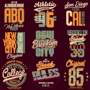 T-shirt vector emblem. Athletics typography stamp, California Golden State print. New York graphics, vintage sport wear, tee apparel design