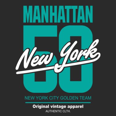 New York tipografi amblemi, tişört pulu grafikleri, spor tişört baskısı, atletik giyim tasarımı.