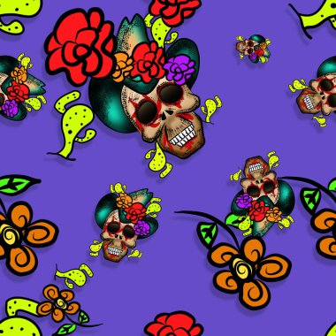 Çizim kovboy şapkası kafatası izi kalıbı