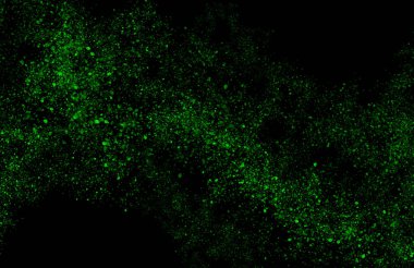 Soyut parçacıklar siyah arkaplan üzerinde dinamik bir dalga oluşturuyorlar