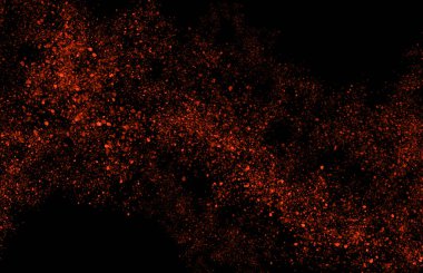 Soyut parçacıklar siyah arkaplan üzerinde dinamik bir dalga oluşturuyorlar