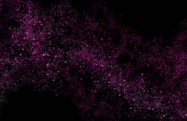 Soyut parçacıklar siyah arkaplan üzerinde dinamik bir dalga oluşturuyorlar