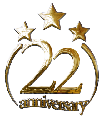 22. yıldönümü logosu, altın kurdele, kutlama kartı, etkinlik
