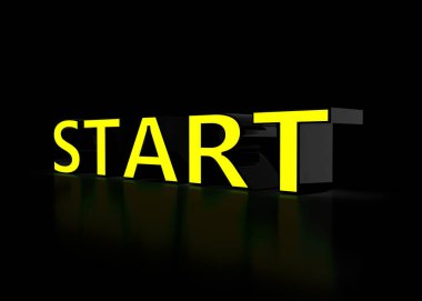 Sarı ve siyah başlama işareti başlangıç, başlangıç ya da başlatma gösteriyor