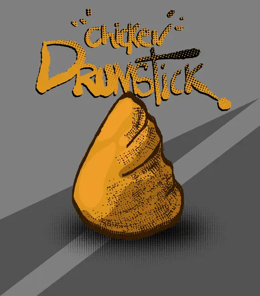 Yarıton desenli tavuk budu turuncu arkaplan üzerine metin ile çizim