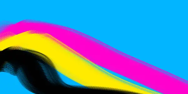 Cyan, morumsu, sarı ve anahtar (siyah) birlikte akarak, renkli soyut bir tasarım oluşturur