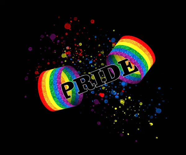 Gökkuşağı kurdelesi gurur ve renkli sıçramalarla bir döngü oluşturuyor. Igbt gururunu kutluyoruz.