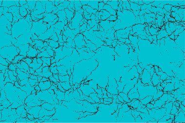 Beyaz bir yüzey boyunca yayılan karmaşık siyah çatlaklar ağı sıkıntılı ve yıpranmış bir doku arka planı oluşturur.