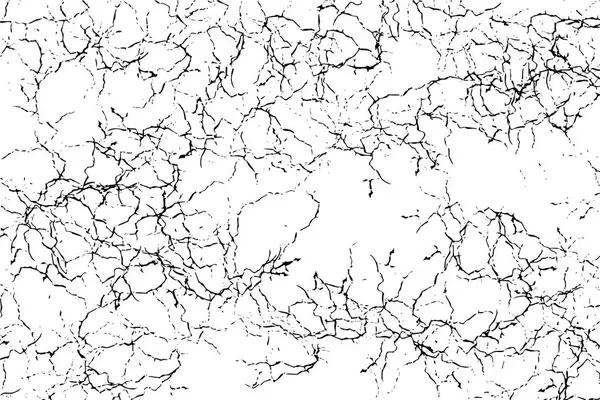 Beyaz bir yüzey boyunca yayılan karmaşık siyah çatlaklar ağı sıkıntılı ve yıpranmış bir doku arka planı oluşturur.
