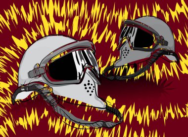 Gözlüklü motokros kaskı ve nefes koruması ekstrem sporlarda güvenliği sağlıyor.