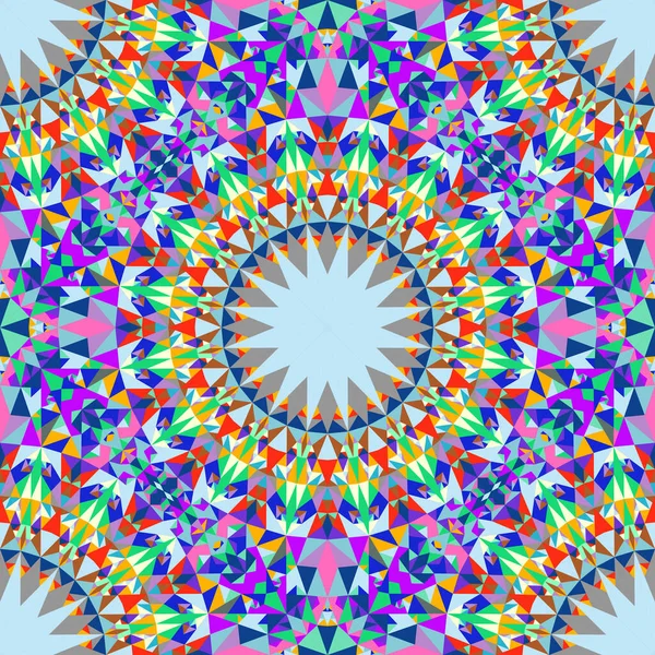 Çokrenkli Oryantal Çokgen Mandala Desenli Arkaplan Bohem Mozaik Renkli Vektör — Stok Vektör