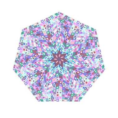 Soyut kareli mozaik çokgen sembol şablonu - geometrik şekilli süslemeli renkli vektör tasarımı ögesi