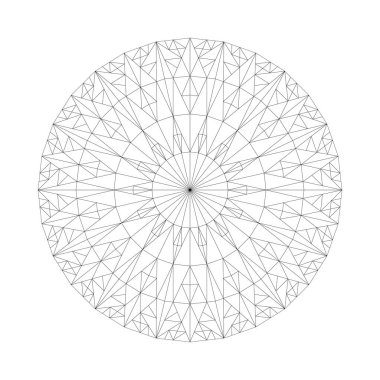 Soyut dairesel üçgen mandala desenli kitap sayfası - üçgenlerden geometrik vektör tasarımı