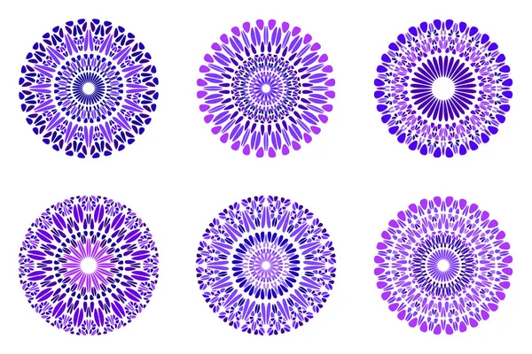 彩色砾石曼陀罗符号集 圆形抽象矢量设计元素 图库插图