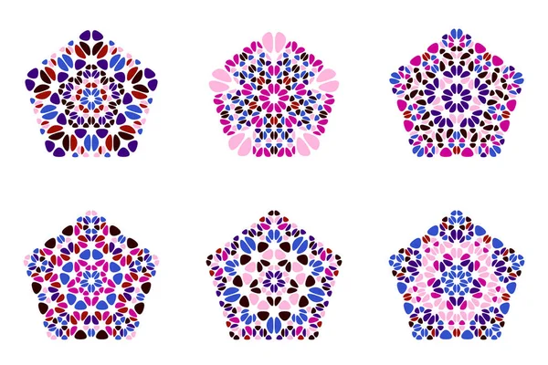 Ensemble Géométrique Floral Forme Pentagone Graphiques Vectoriels Pentagonaux Colorés Partir — Image vectorielle