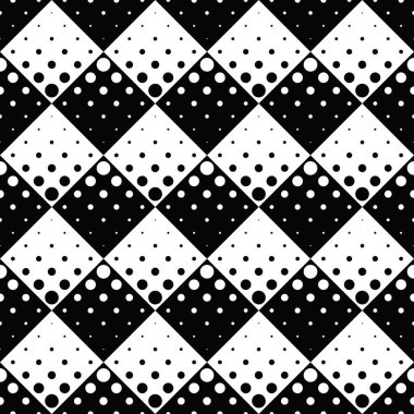 Siyah ve beyaz retro geometrik nokta desenli arkaplan - noktalardan soyut monokrom vektör grafik tasarımı