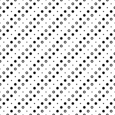 Kusursuz geometrik daire desenli arkaplan tasarımı - siyah ve beyaz vektör grafiği