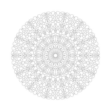 Doğulu soyut geometrik mandala desenli renklendirme çizgisi - geometrik vektör grafik tasarımı