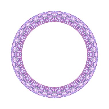 Renkli izole mozaik yuvarlak kenar - beyaz arkaplanda dairesel süslemeli vektör elemanı