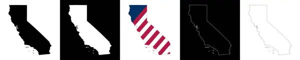 Estado Califórnia Esboço Mapa Definido Vetores De Stock Royalty-Free