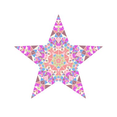 Geometrik çokgen yalıtılmış mozaik yıldız çokgeni - soyut süslemeli vektör elementi