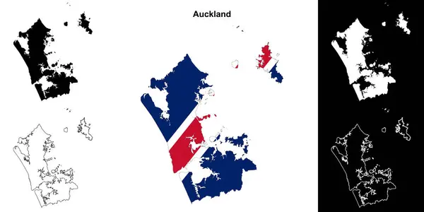 Auckland Blank Outline Map Set — Stockový vektor