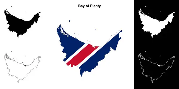 Bay Plenty Prázdné Obrysové Mapy Nastaveny — Stockový vektor