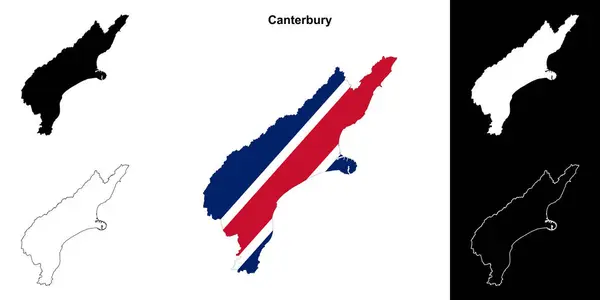 Canterbury Prázdná Sada Map Osnovy — Stockový vektor