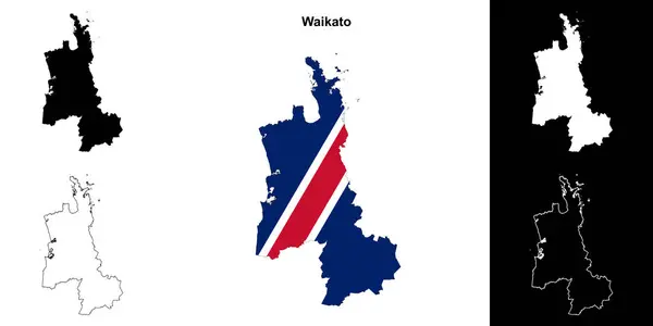 Waikato Prázdná Mapa Osnovy Nastavena — Stockový vektor