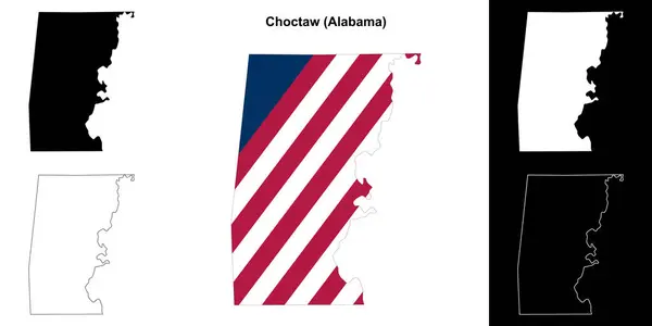 stock vector Choctaw county outline map set