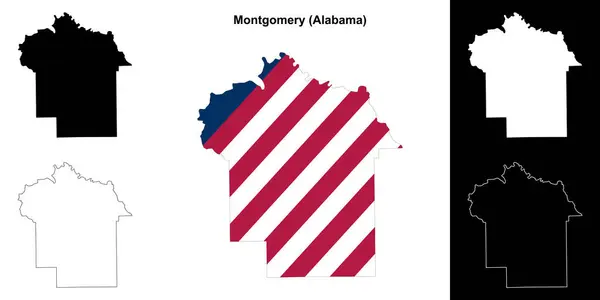 Montgomery County Obrysová Mapa Nastavena — Stockový vektor